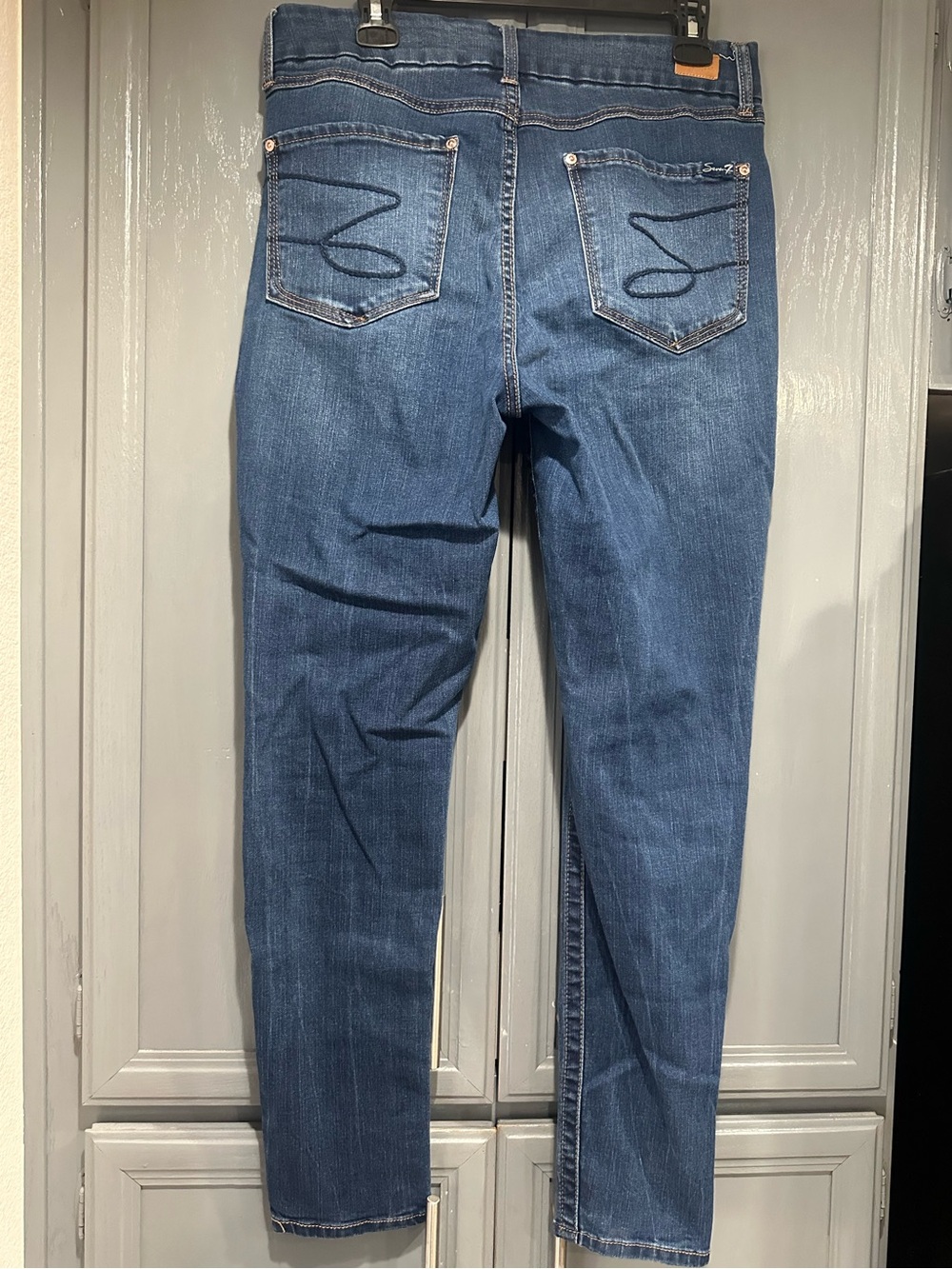 Seven7 Tummyless High-Rise Skinny Classic Women's Blue Denim Jeans 12
